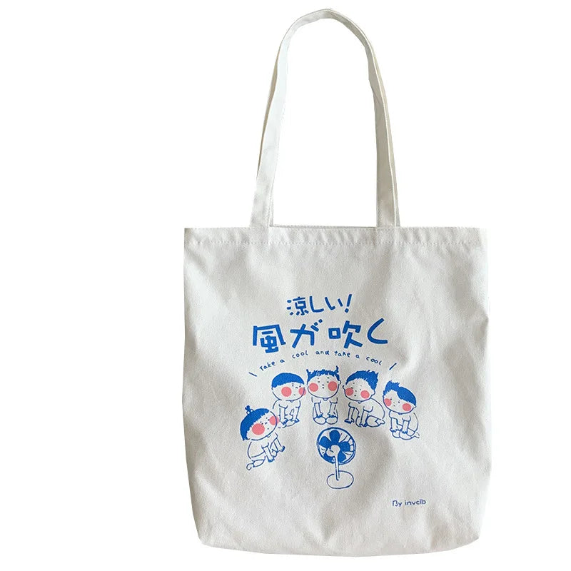 Japanese Cartoon Canvas Tote Bag Eco-Friendly Female Handbag