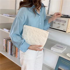Large Women Floral Cosmetic Bag Cotton Relief Zipper Washing Makeup Storage Bag