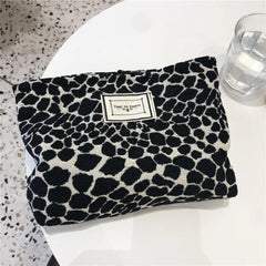 Large Women Leopard Cosmetic Bag Canvas Waterproof Zipper Make Up Bag Travel