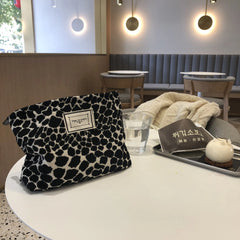 Large Women Leopard Cosmetic Bag Canvas Waterproof Zipper Make Up Bag Travel