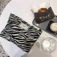 Large Women Leopard Cosmetic Bag Canvas Waterproof Zipper Make Up Bag Travel
