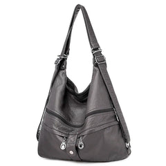 Large Women Shoulder Bag Soft Leather Crossbody Messenger Totes 3 Pocket Bag