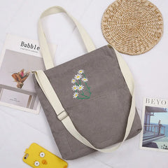 Women Canvas Tote Shoulder Bag Corduroy Handbag Crossbody Book Bags