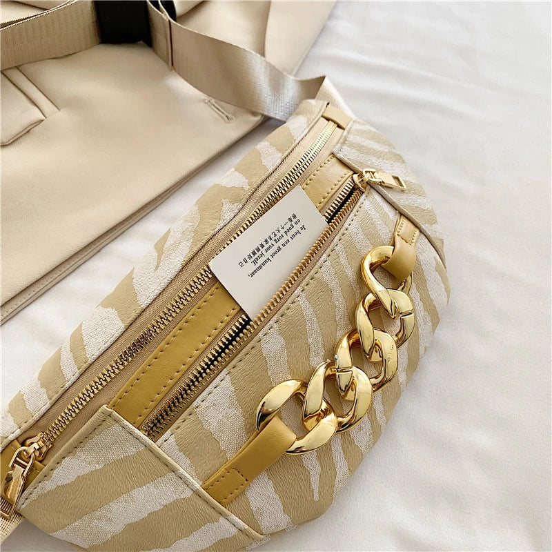 Women Leather Waist Pack Fanny Belt Bag High Shoulder Crossbody Pouch