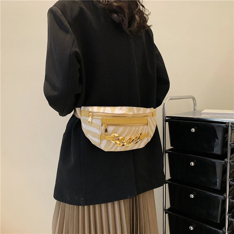 Women Leather Waist Pack Fanny Belt Bag High Shoulder Crossbody Pouch
