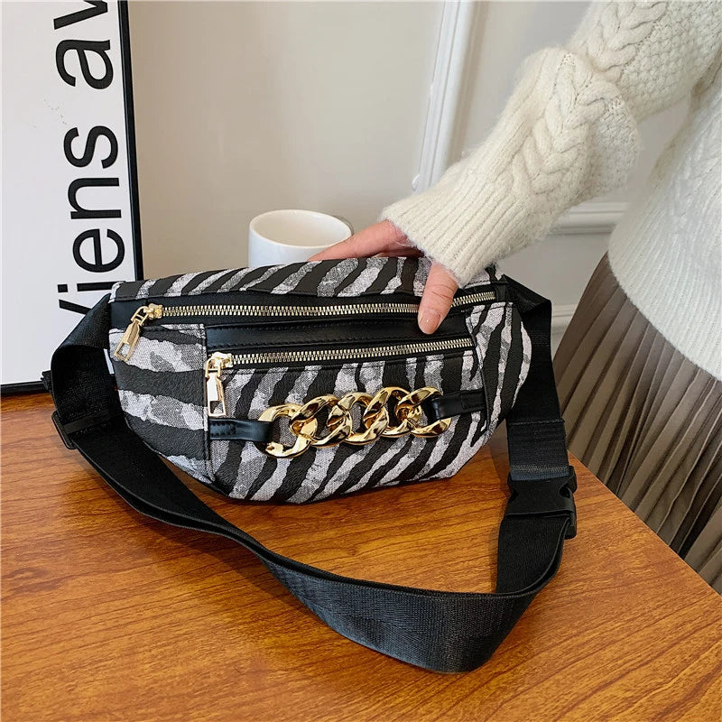 Women Leather Waist Pack Fanny Belt Bag High Shoulder Crossbody Pouch