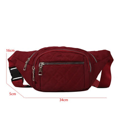 Large Women's Waist Bag Chest Bag Nylon Waterproof Fanny Pack Lattice Crossbody