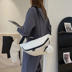 Large Women's Waist Bag PU Leather Waterproof Fanny Pack Messenger Shoulder Bags