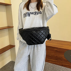 Large Women's Waist Bag PU Leather Waterproof Fanny Pack Messenger Shoulder Bags