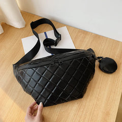 Large Women's Waist Bag PU Leather Waterproof Fanny Pack Messenger Shoulder Bags