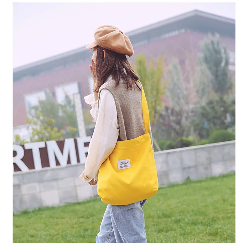 Canvas Shopping Bag Retro Shoulder Tote Zipper Crossbody Bags for Women