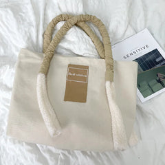 Canvas Shoulder Bag Casual Letter Handbag Large Capacity