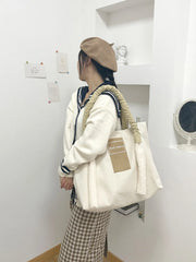 Canvas Shoulder Bag Casual Letter Handbag Large Capacity