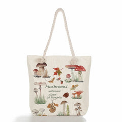 Large-capacity Canvas Shoulder Bag Women Personalized Butterfly Mushroom Handbag