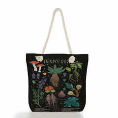 Large-capacity Canvas Shoulder Bag Women Personalized Butterfly Mushroom Handbag