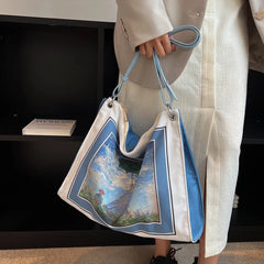 Canvas Shoulder Bags for Women Retro Print Handbag Totebag