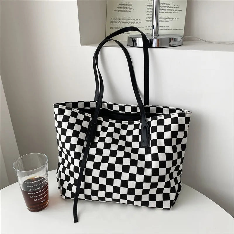 Large-capacity College Student Tote Bag Retro Canvas Shoulder Bag