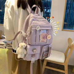 Large-capacity Women Multi-Pocket Nylon Backpack School Bag Female Girl Backpack