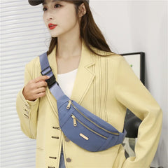 Large-Capacity Dual-Zip Cross-Body Mobile Phone Waist Bag for Women