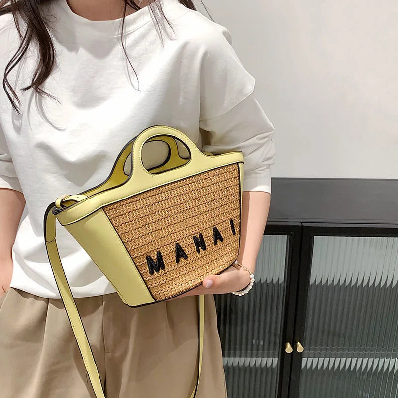 Straw Woven Crossbody Messenger Bag Beach Handbag