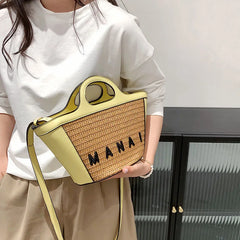 Straw Woven Crossbody Messenger Bag Beach Handbag