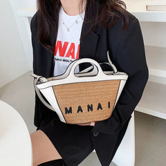 Straw Woven Crossbody Messenger Bag Beach Handbag