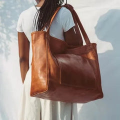 Large-capacity Shoulder Bag Soft Oil Wax Leather Handbag