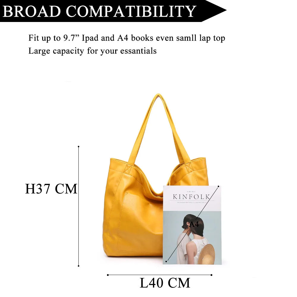 Large-capacity Shoulder Bag Soft Oil Wax Leather Handbag