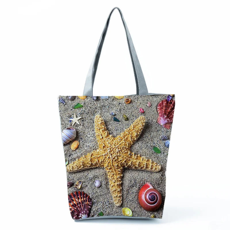 Starfish Print Large Shoulder Bag Women's Tote Handbag