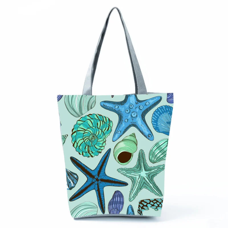Starfish Print Large Shoulder Bag Women's Tote Handbag