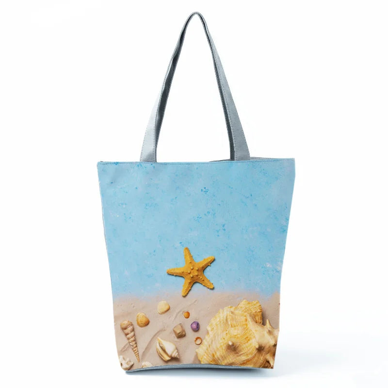 Starfish Print Large Shoulder Bag Women's Tote Handbag