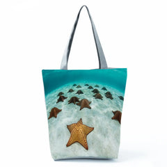 Starfish Print Large Shoulder Bag Women's Tote Handbag