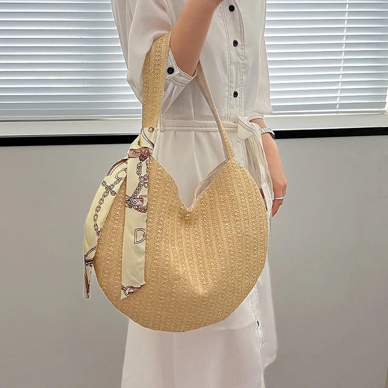 Large Straw Bag Women's Beach Vacation Shoulder Bag