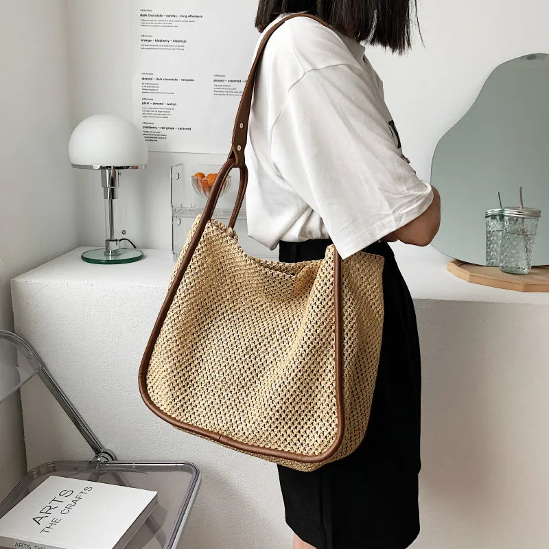 Straw Tote Handbag Large-Capacity Summer Shoulder Bags