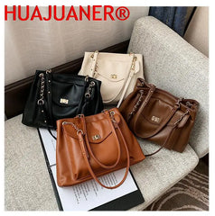 Large Capacity Shoulder Bag Pu Leather Lady Handbag Travel Tote Chain Crossbody