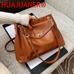 Large Capacity Shoulder Bag Pu Leather Lady Handbag Travel Tote Chain Crossbody