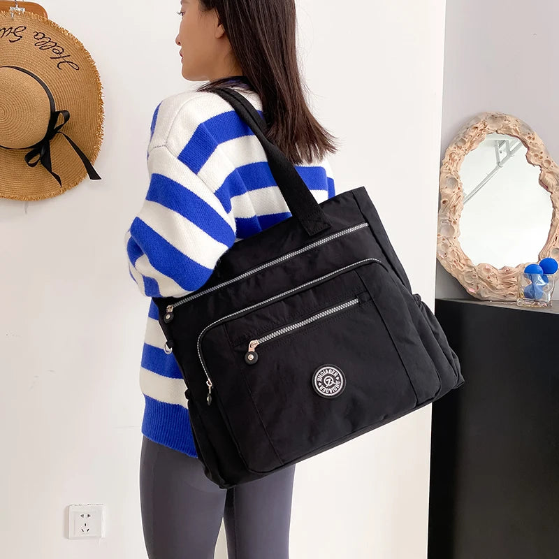 Large Capacity Women Shoulder Bag Nylon Female Handbag Top-Handle Bag Waterproof