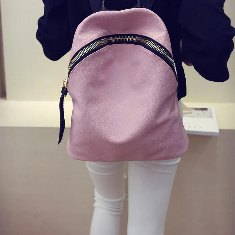 Large Capacity Women's Backpack Soft PU Leather Casual Travel Bag