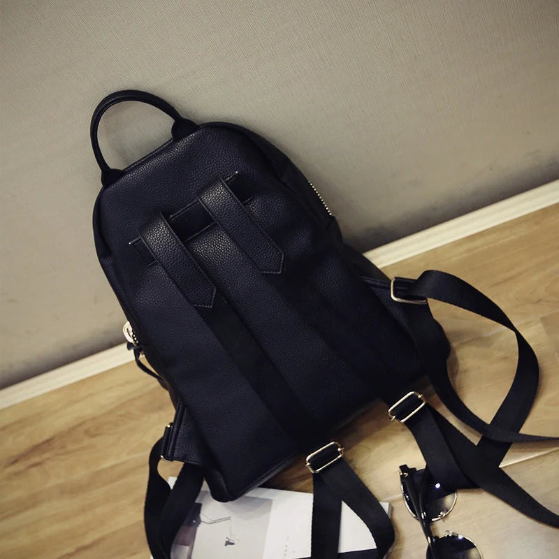 Large Capacity Women's Backpack Soft PU Leather Casual Travel Bag