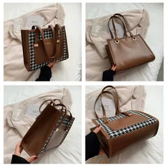 Retro Western Plaid Shoulder Bag with Large Capacity