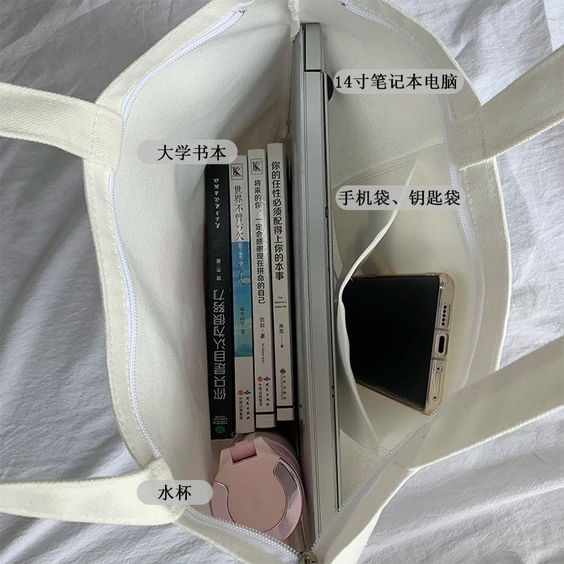 Large Capacity Canvas Bag Female Shoulder Japanese and Students Ladies Bag