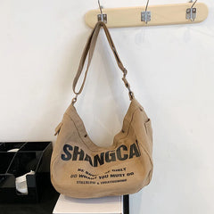 Large Capacity Canvas Tote Bag Lazy Wind Travel Bag Women Shoulder Bag