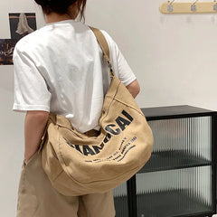 Large Capacity Canvas Tote Bag Lazy Wind Travel Bag Women Shoulder Bag
