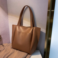 Large Shoulder Bag Tote for Women Retro Handbag with Solid Stitching