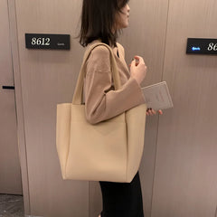 Large Shoulder Bag Tote for Women Retro Handbag with Solid Stitching