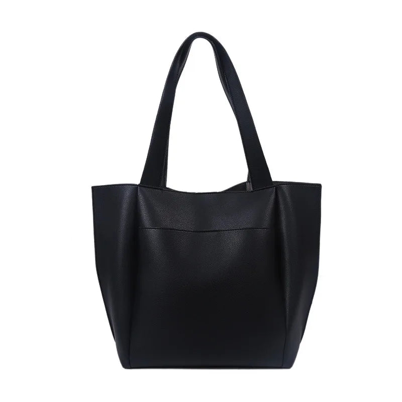 Large Shoulder Bag Tote for Women Retro Handbag with Solid Stitching