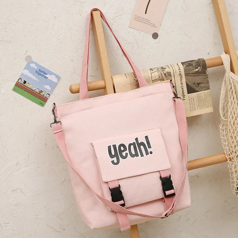 Large Capacity Canvas Shoulder Bag Women Casual Messenger Bag