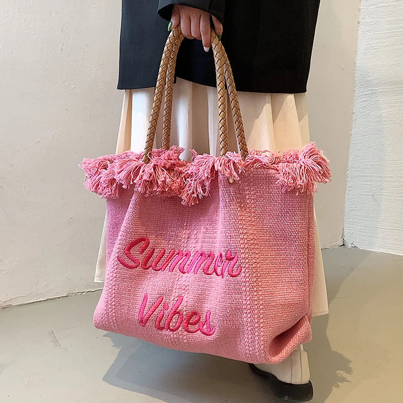 Large Capacity Woven Bag for Women - Shoulder Tote