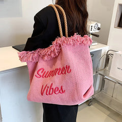 Large Capacity Woven Bag for Women - Shoulder Tote