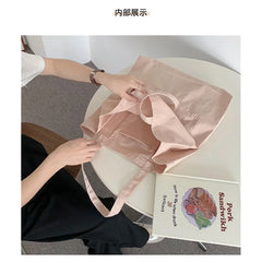 Large Capacity Letter Embroidered Canvas Bag, All-Match Shoulder Bag